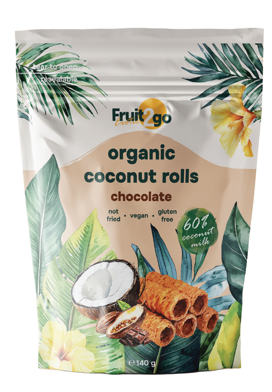 Rulouri din nucă de cocos cu ciocolată - organic